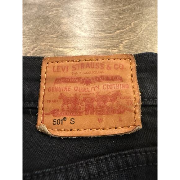 Levis 501 S Womens Black Denim Straight Leg BIG E Button Fly Jeans Size 24x28 - Picture 5 of 14